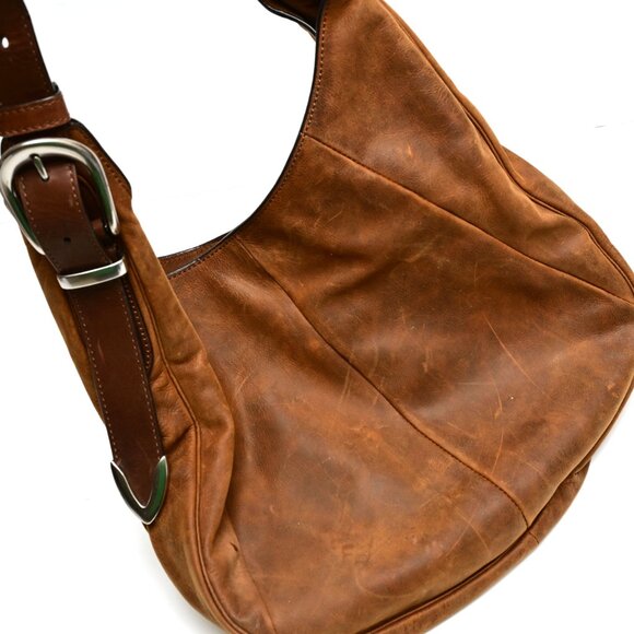 FRYE Distressed Jacqui Hobo Leather Shoulder Bag - Picture 3 of 7